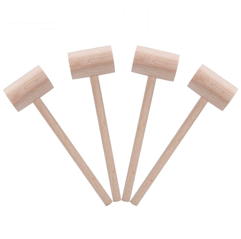 Mihey Wood Crab Mallets Seafood Shellfish Lobster Cracker Hardwood Natural Hammers, Set of 4 - Image 1